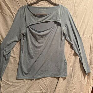 Light blue long sleeve with neck cutout